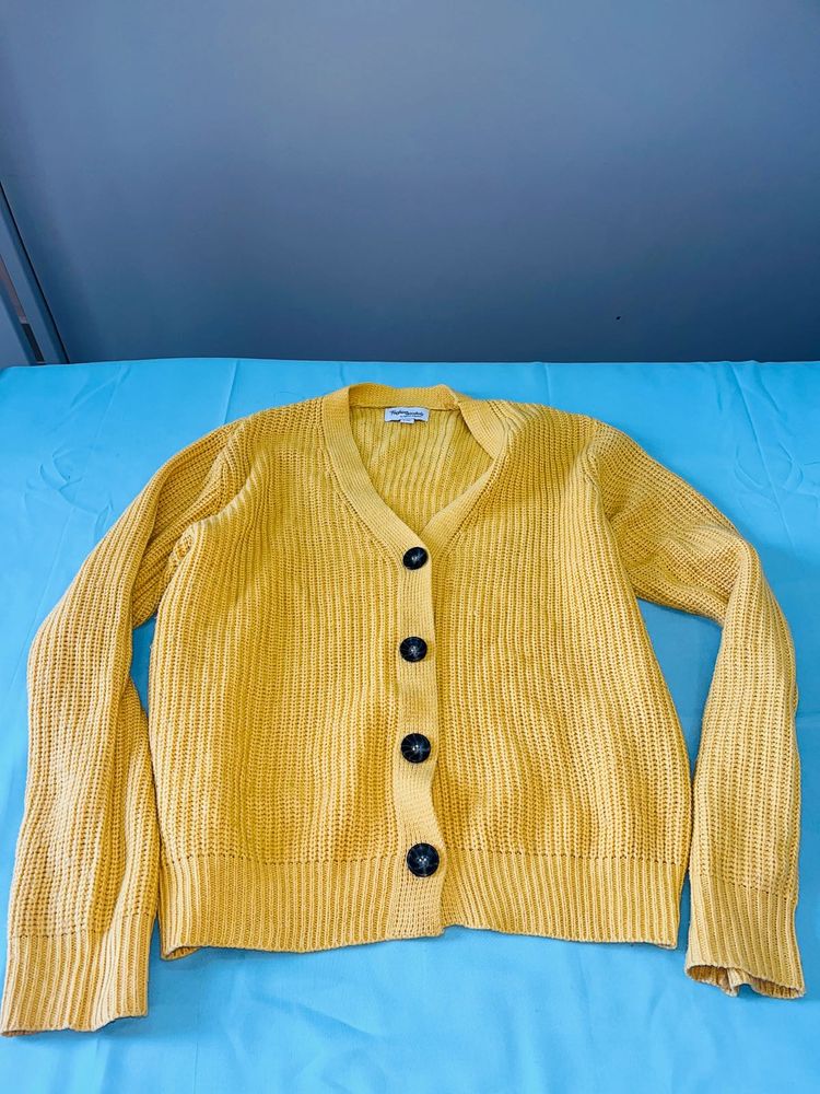 Mustard Yellow Button-Up Cardigan