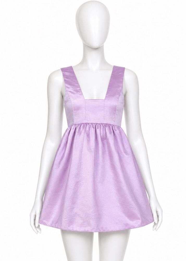 Lilac Satin A-Line Mini Dress