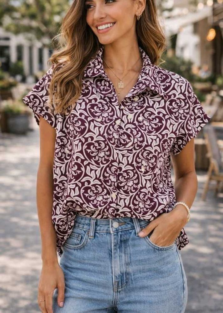 pintresty|cute|summer|crop Printed Shirt top💜