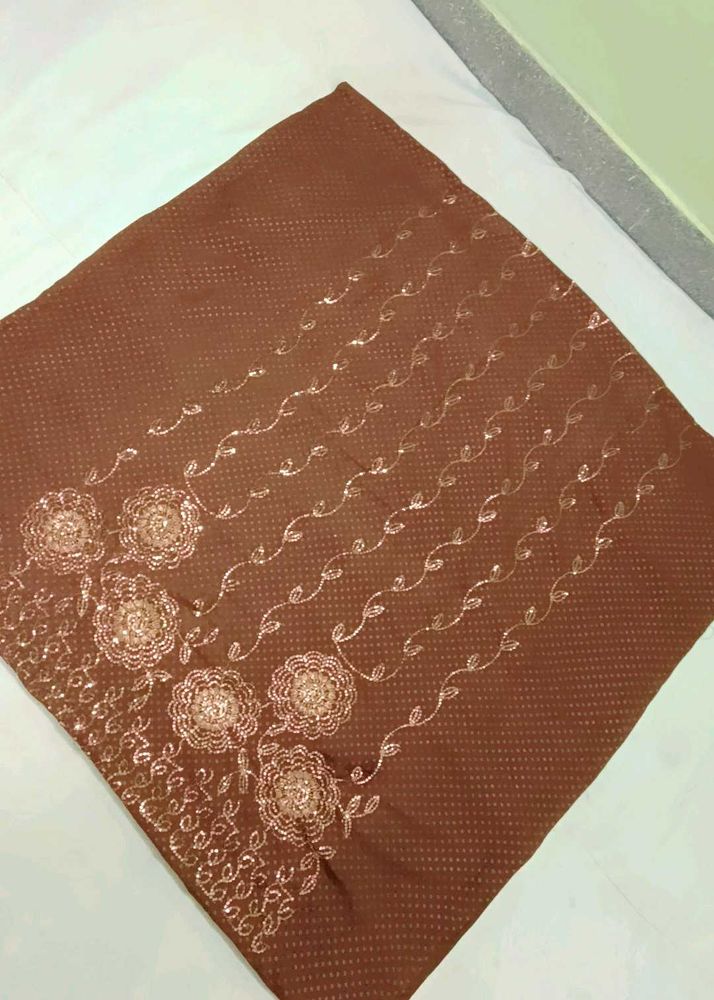Embroidered Brown kurti material