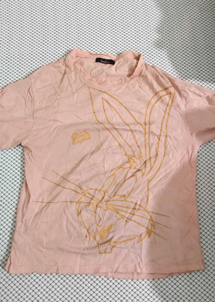 Peach Bugs Bunny Graphic T-Shirt