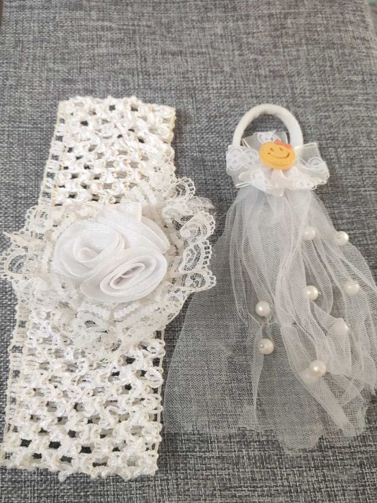 White Lace Headband &amp; Hair Tie Set