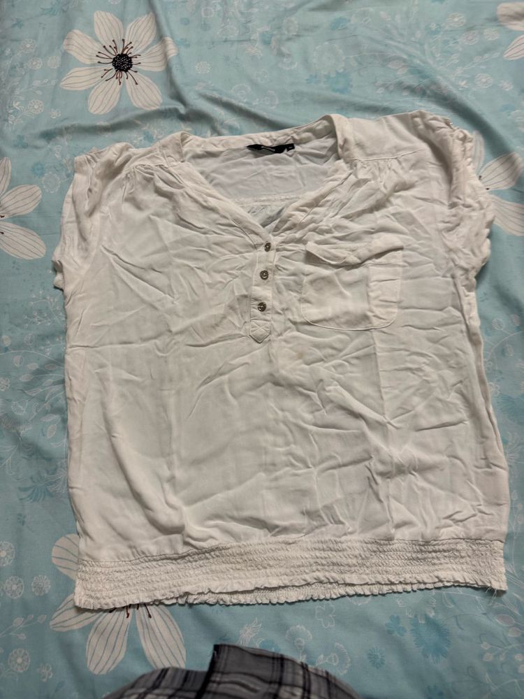 White Button-Up Casual Top