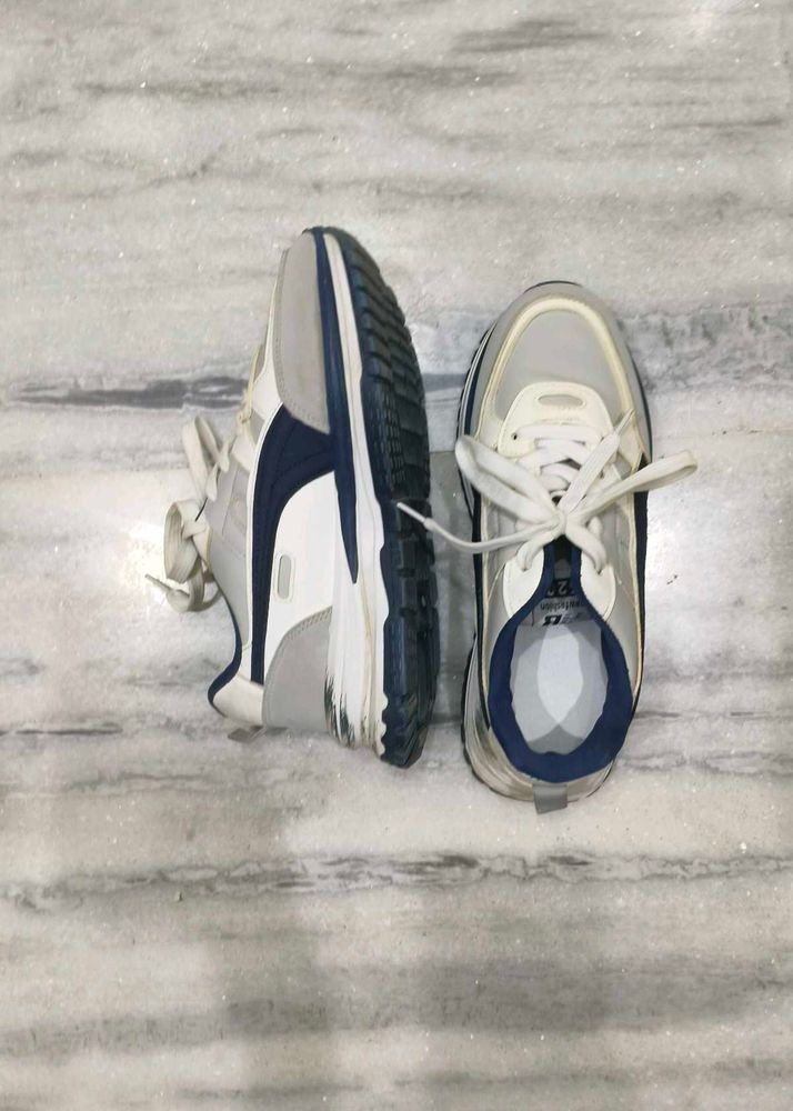 White &amp; Blue Athletic Sneakers