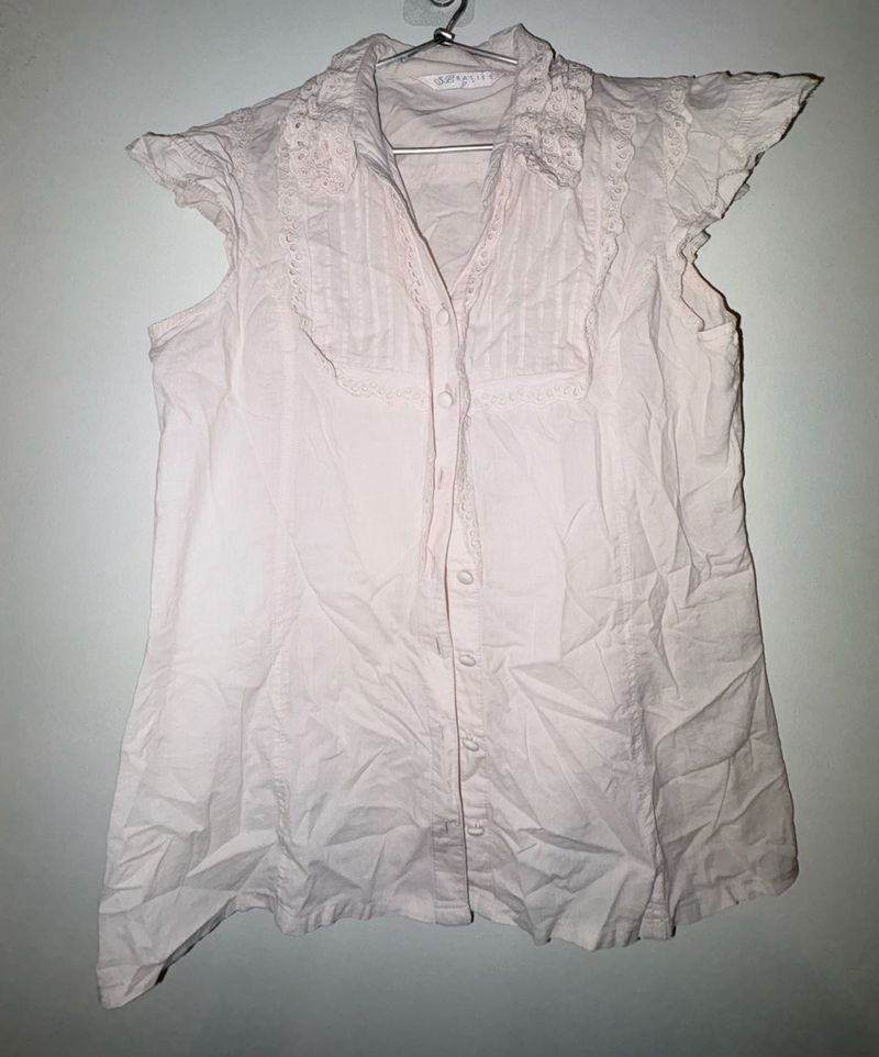 Elegant Lace Trimmed Blouse