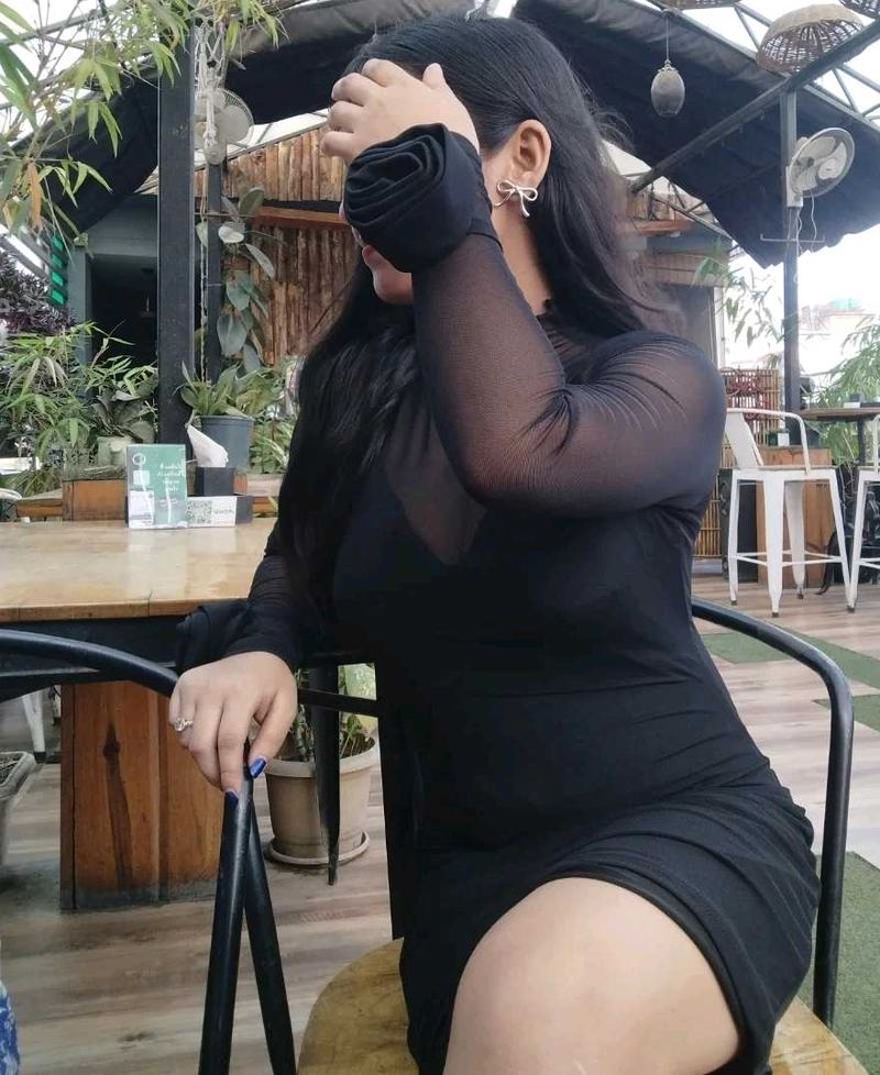 Chic Black Sheer Neckline Dress