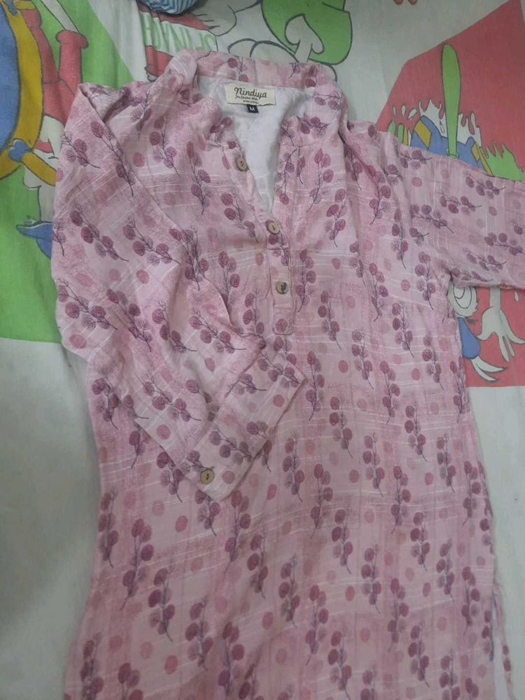 Pink Floral Print Kurta