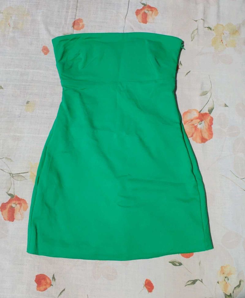 Green Strapless mini dress