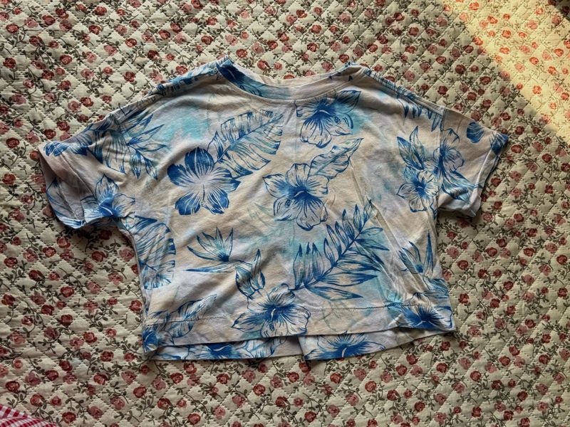 Floral Print Cropped T-Shirt
