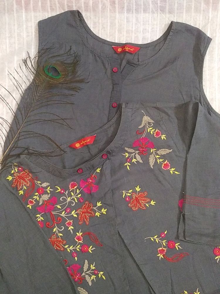 Kurta With Embroidered Jacket