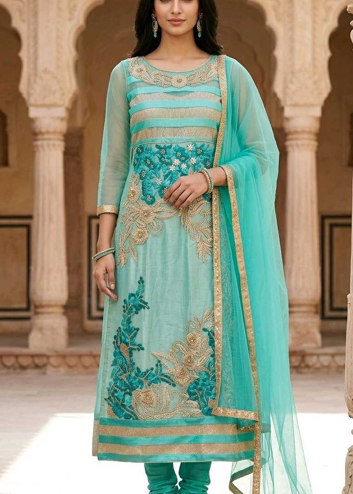 Elegant Teal Embroidered Kurta Set
