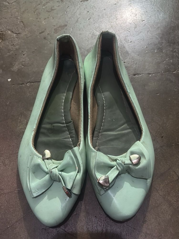 Mint Green Bow Ballerina Flats