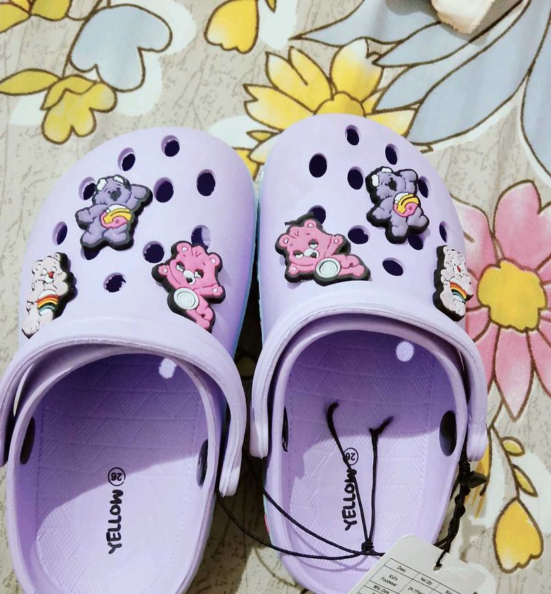 Cute Purple Clogs with Bear Charms