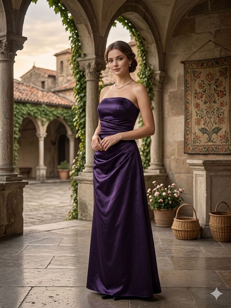 Elegant Strapless Purple Gown plus size