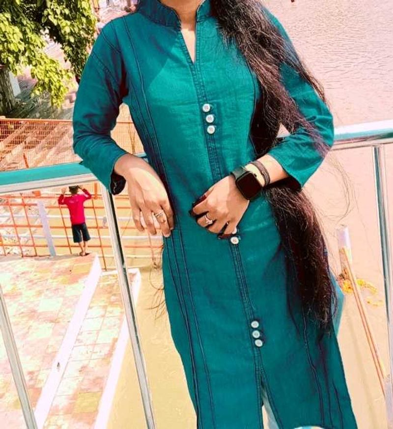 Elegant denim Button-Down Kurti