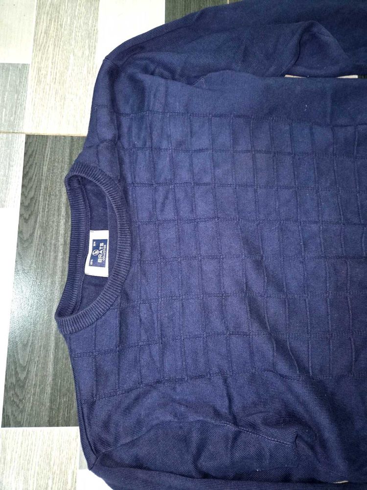 Men's Blue Knit Pullover Sweater