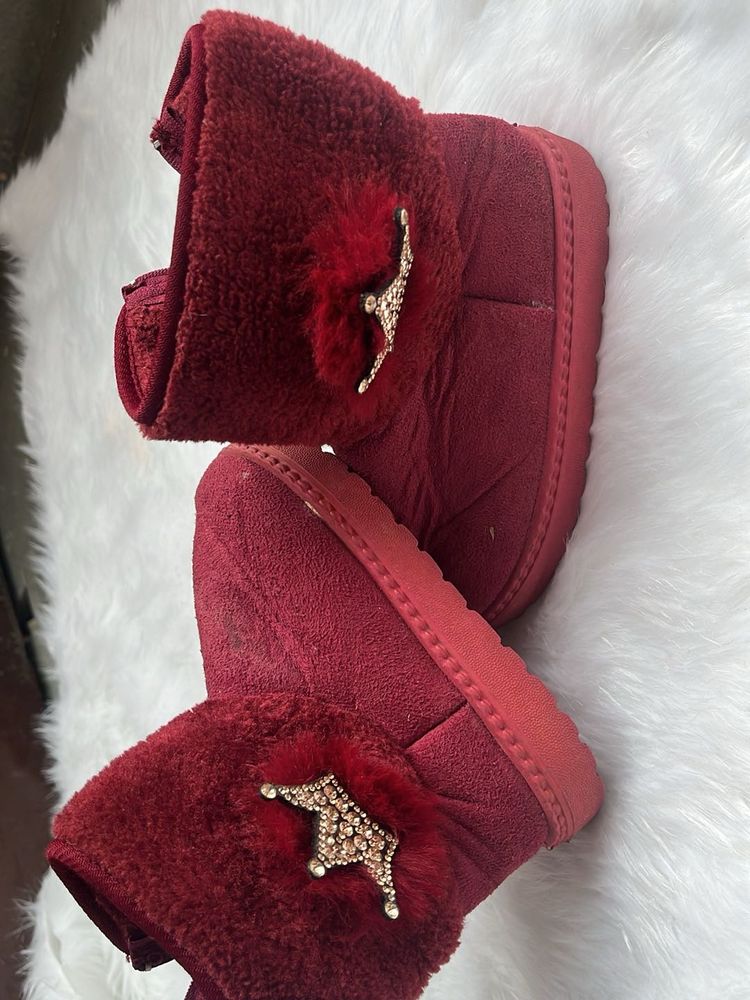 Cozy Red Faux Fur Lined Boots