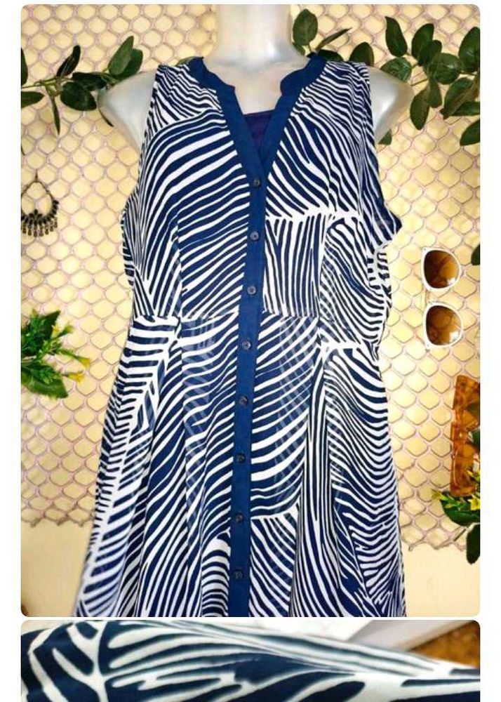 Stylish Blue &amp; White Zebra Print sun dress