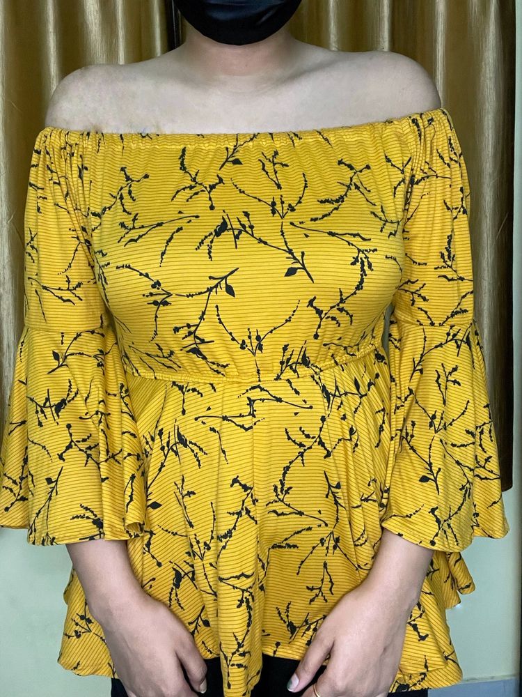Yellow Off-the-Shoulder Blouse