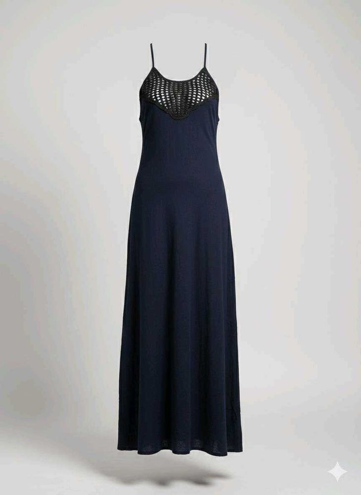 Black Maxi Dress with Crochet Detail