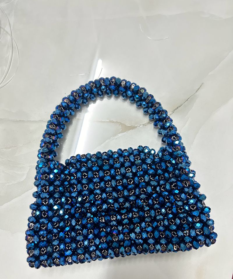Blue Beaded Bag