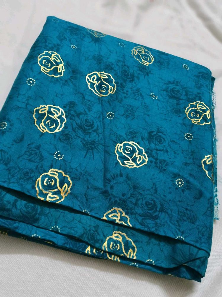 Teal Floral Dress Material