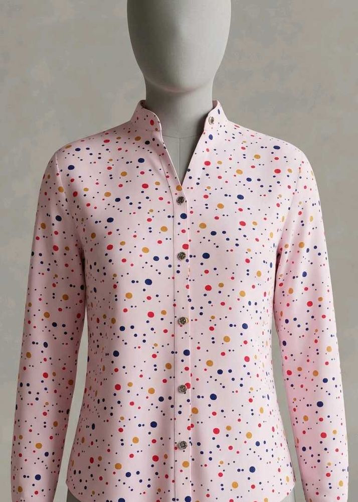 Pink Polka Dot Button-Up Shirt