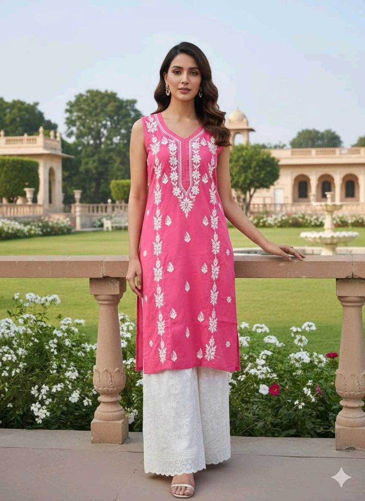 Pretty in Pink Sleeveless Kurti💗✨
