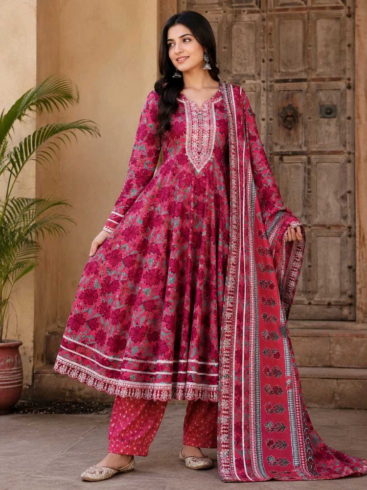 Women's Pink Floral Kurta Set