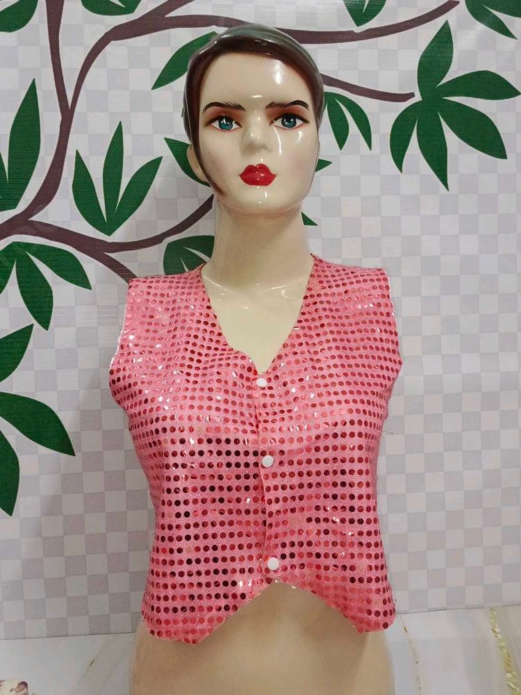 (700)Pink Sequin Vest