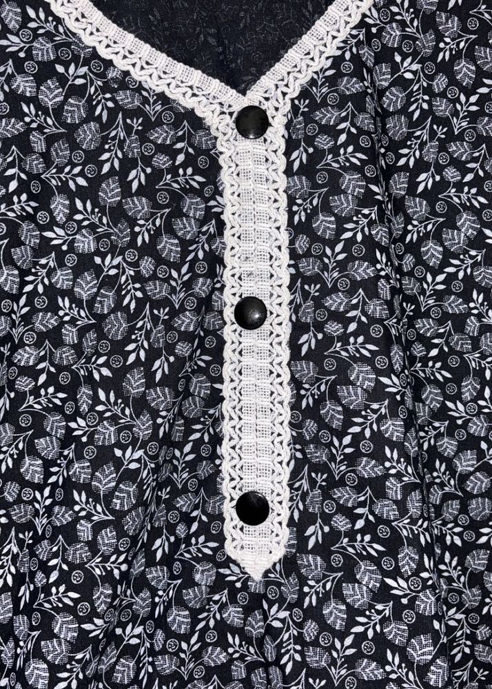 Printed Khadi Cotton Kurti in black colour 3xl
