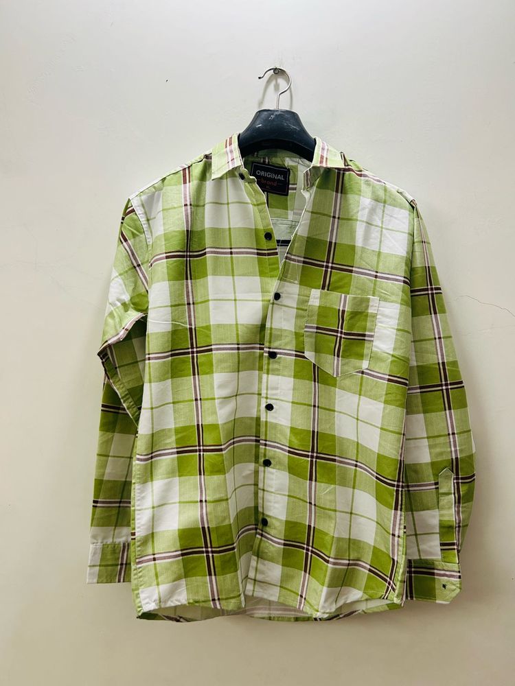 Men's Green Plaid Long Sleeve Shirt