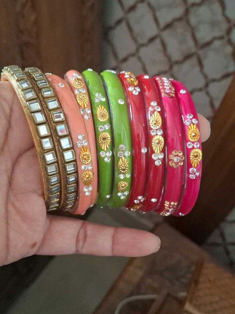 Vibrant Bangle Set with Embellishments