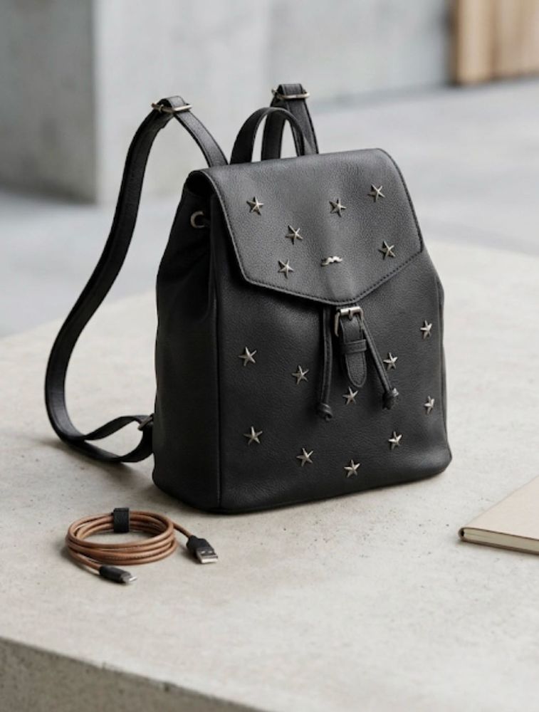 Black Studded Mini Backpack