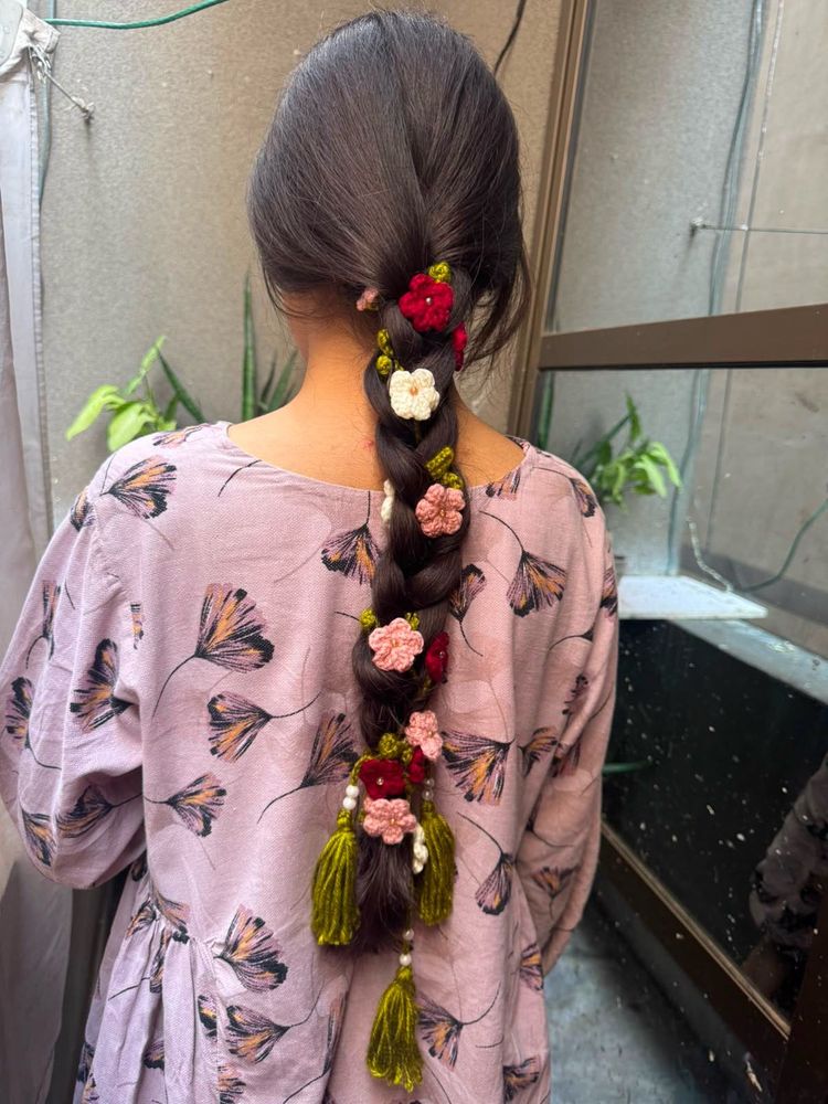 Boho Braided Hair Accessory with Flowers