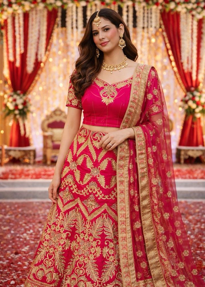 Elegant Pink Embroidered Lehenga Choli