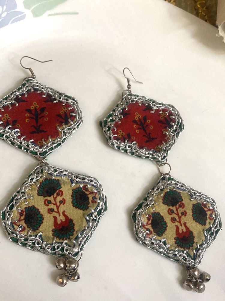Unique Fabric Dangle Earrings