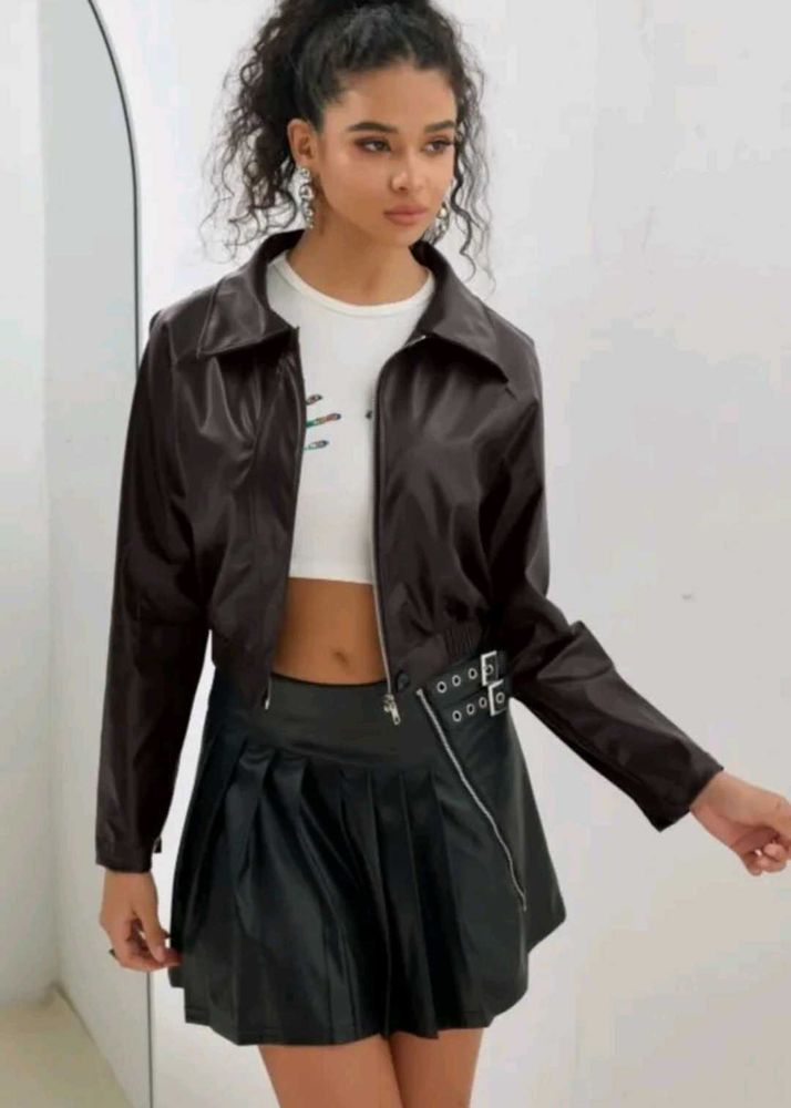newme leather brown jacket
