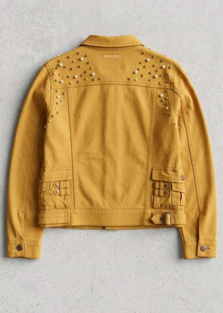 Beaded Yellow Denim Jacket