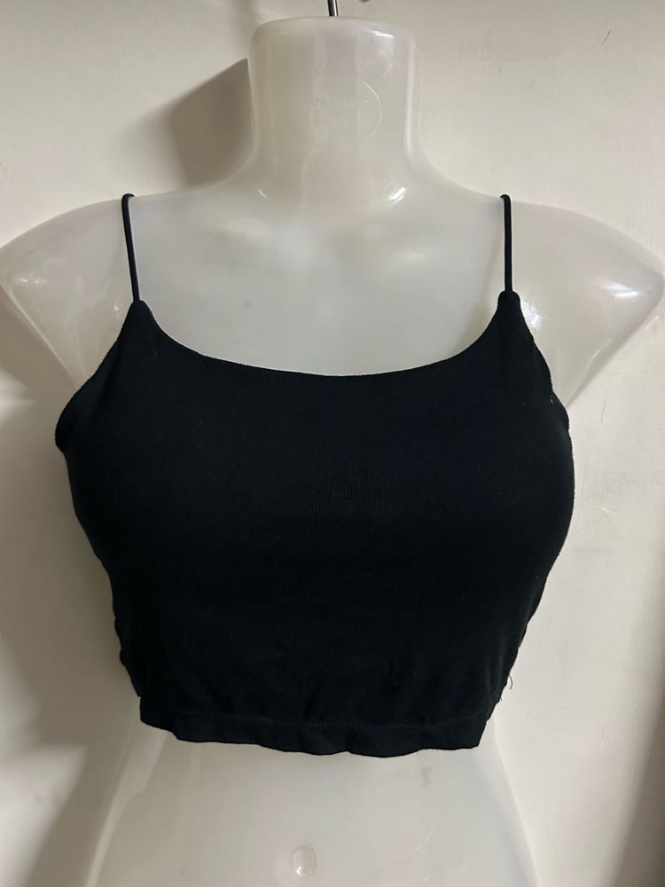 Black Spaghetti Strap Crop Top