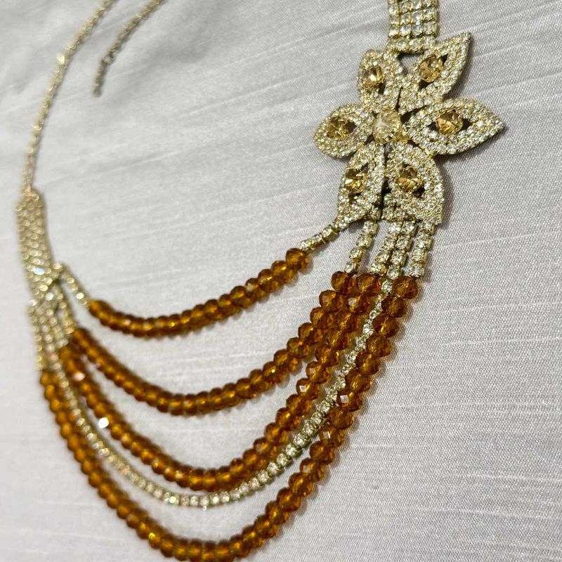 Royal Amber Crystal Bead Necklace