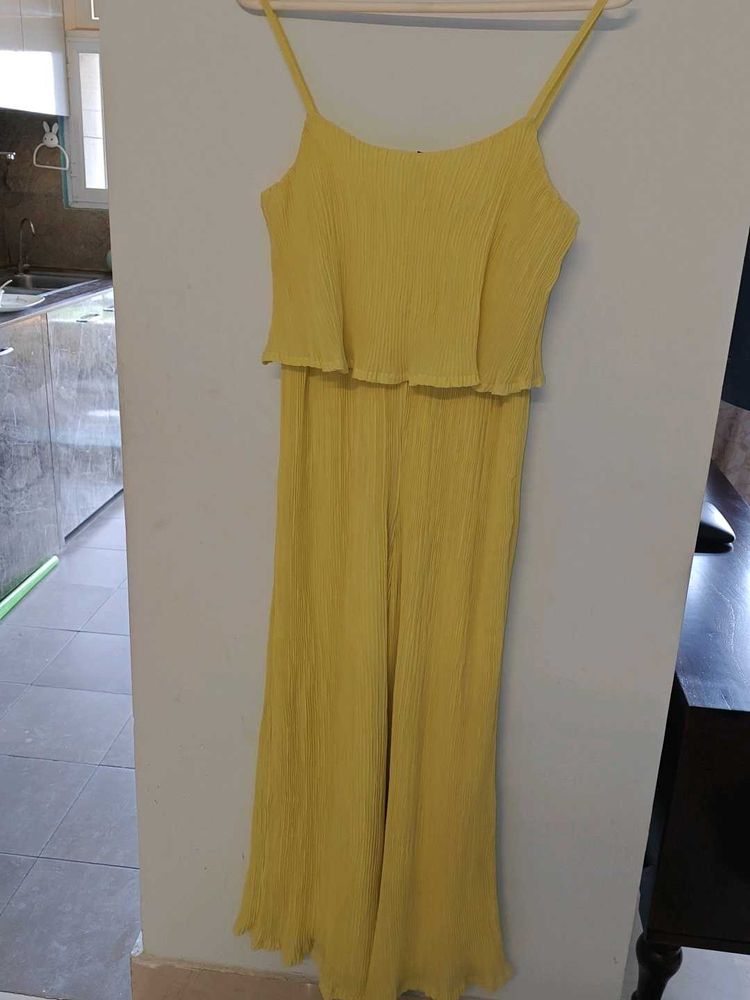 Pleated Yellow Jumpsuit