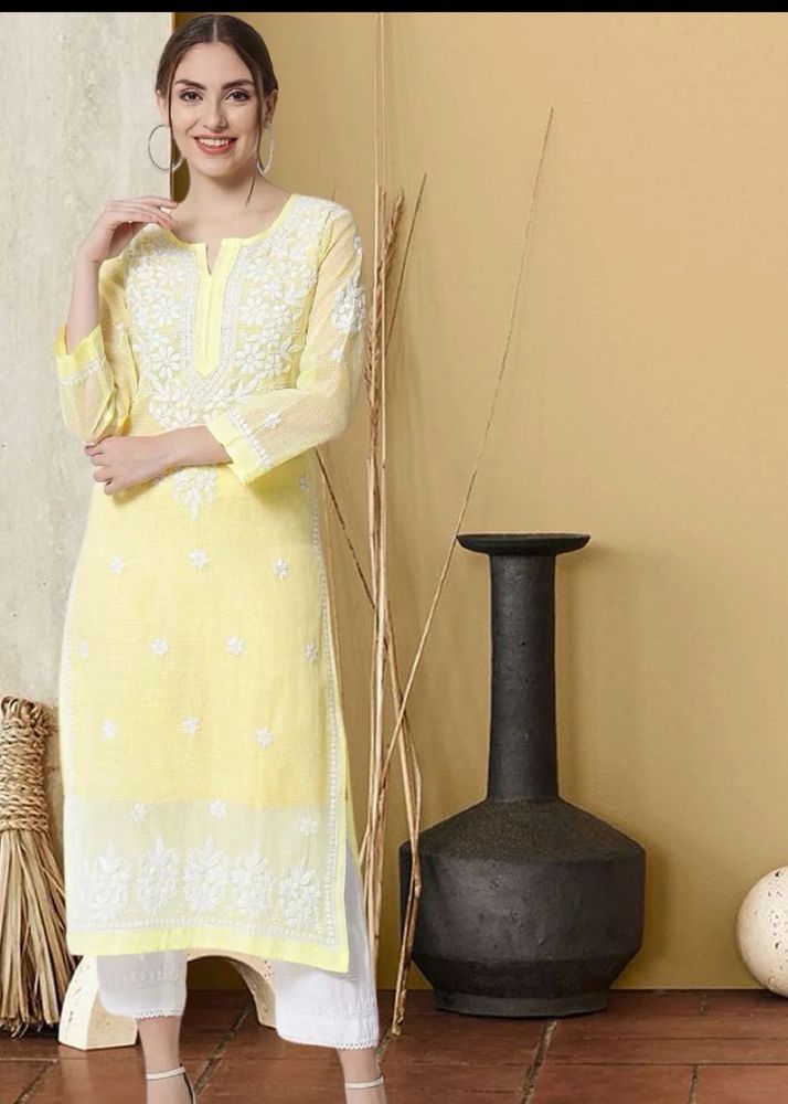 Elegant Yellow Chikankari Kurta