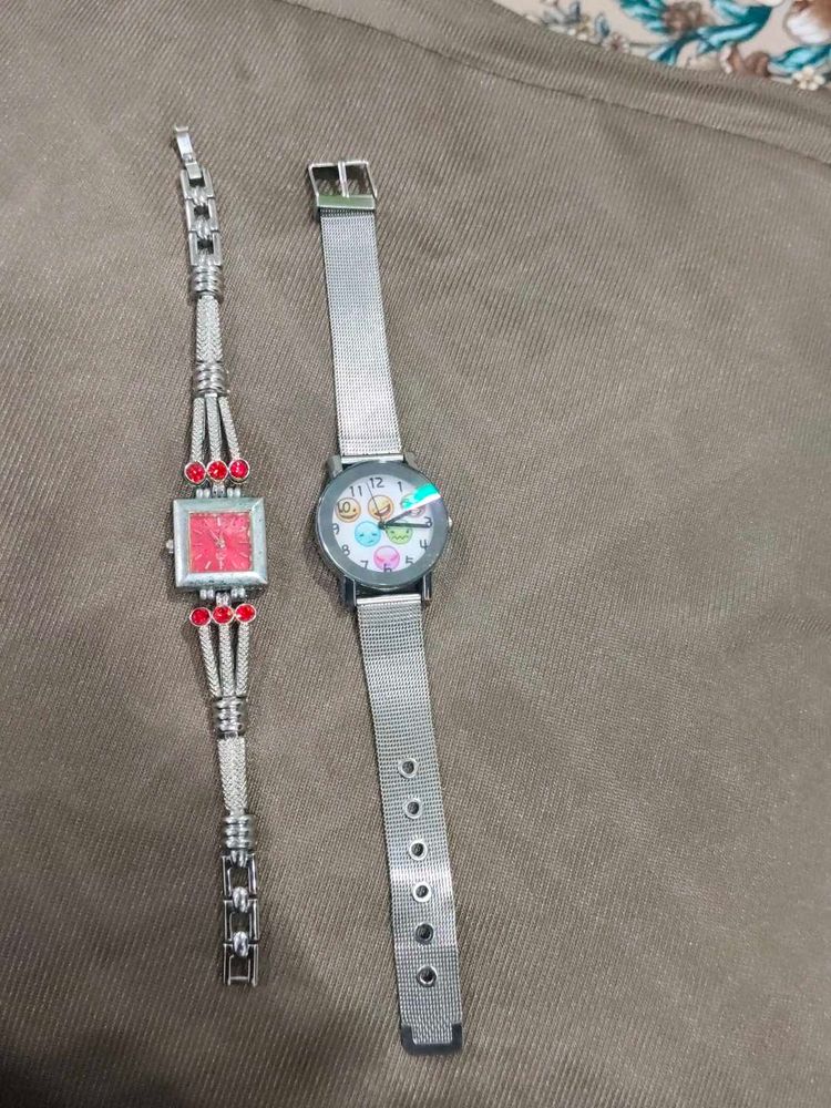 Cute Emoticon &amp; Red Stone Watch Set