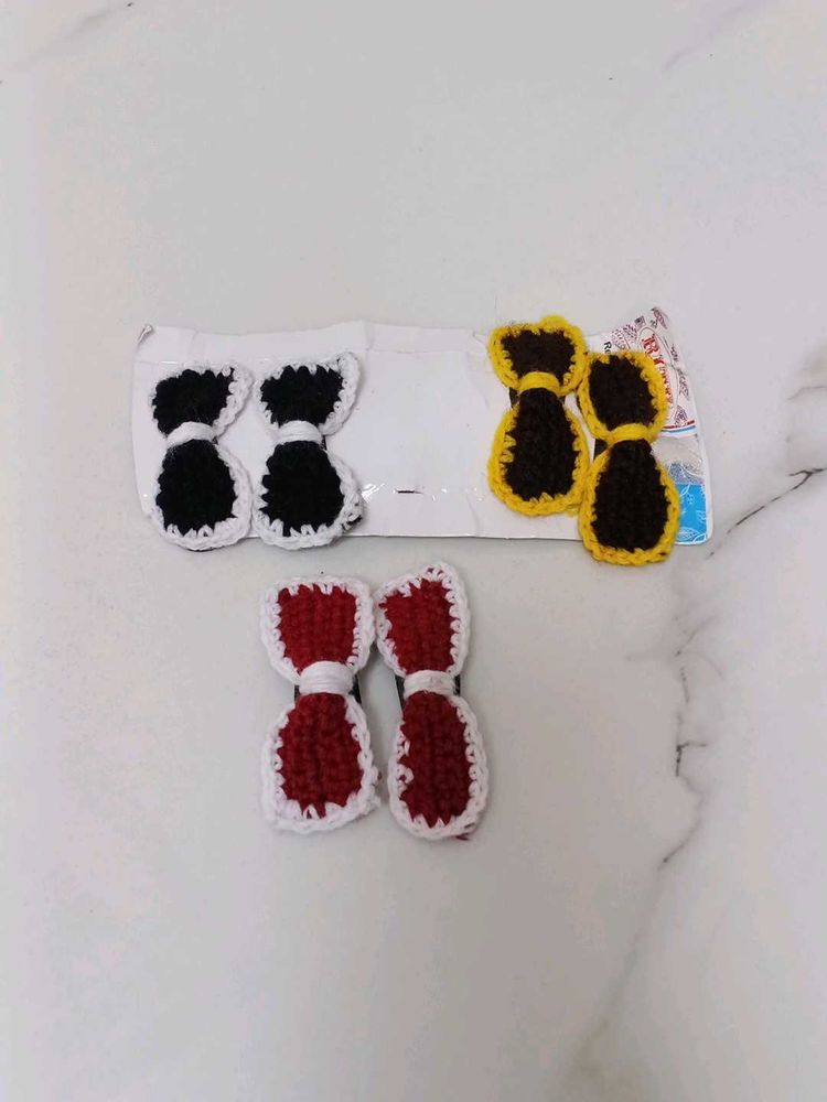 Cute Crochet Bow Hair Clips Set of 3
