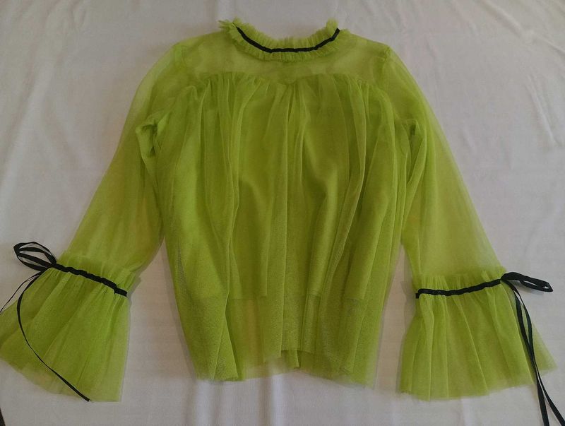 Lime Green Tulle Mesh Top