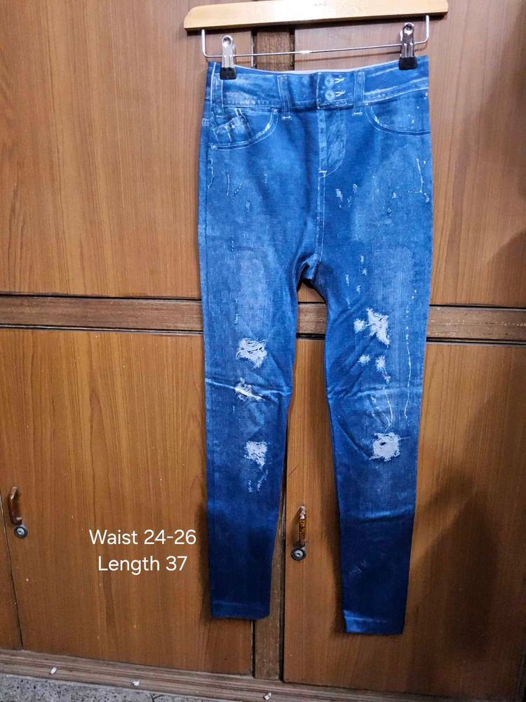 Distressed Blue Denim jeggings