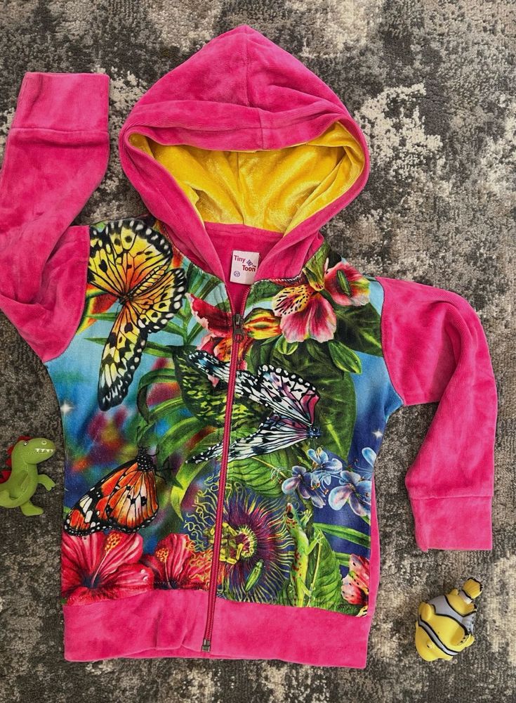 Tiny Toon Velvet butterfly &amp; Floral Hoodie