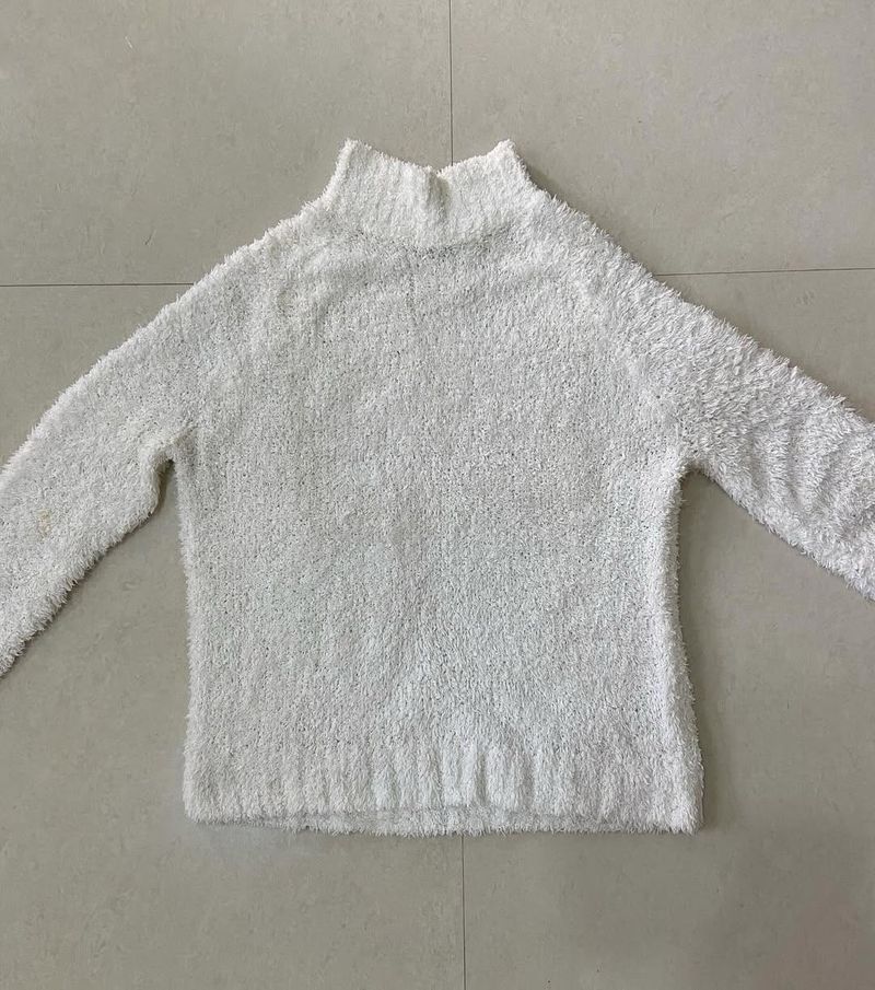MAX Fluffy White Turtleneck Sweater