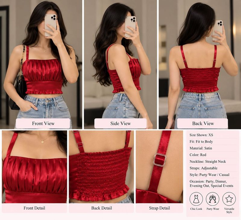 Red party Satin top
